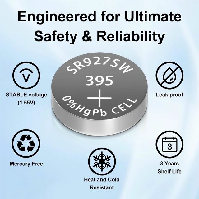 Alt view image 5 of 7 - SR927SW 40 Pack, 395 399 SR927W 395/399 AG7 LR927 Watch Battery