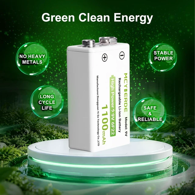 Alt view image 6 of 6 - 9Volt Lithium Batteries 5 Pack Long-Lasting with USB-C Cable