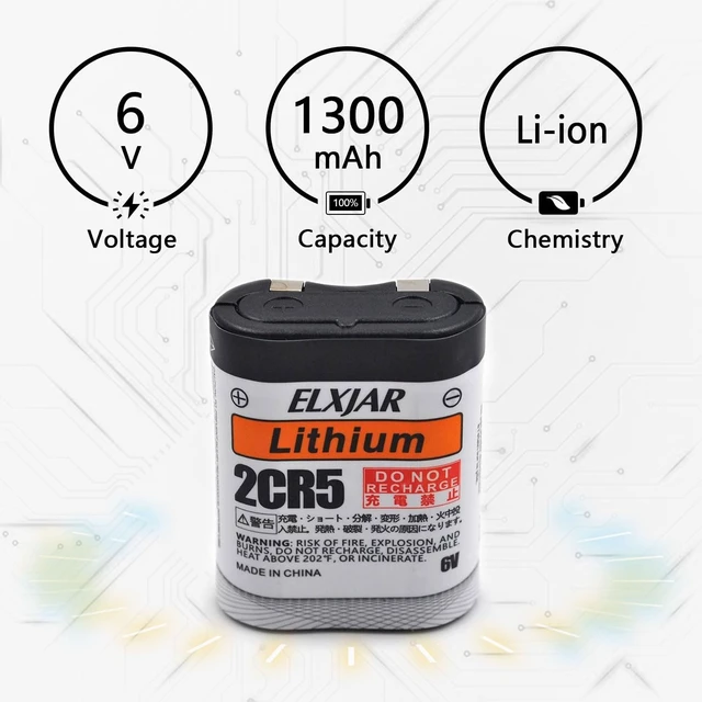 Alt view image 4 of 6 - (5-Pack) 6V 1300mAh 2CR5 Battery for 2CR5M 5032LC DL245 EL2CR5 KL2CR5
