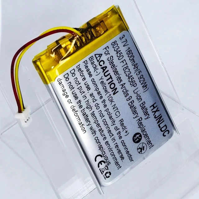 Alt view image 6 of 7 - DC 3.7V 1600mAh 803450 FT823456P Rechargeable Polymer Lithium Battery for Steelseries Arctis 9 Wireless Gaming Headset Battery Replacement