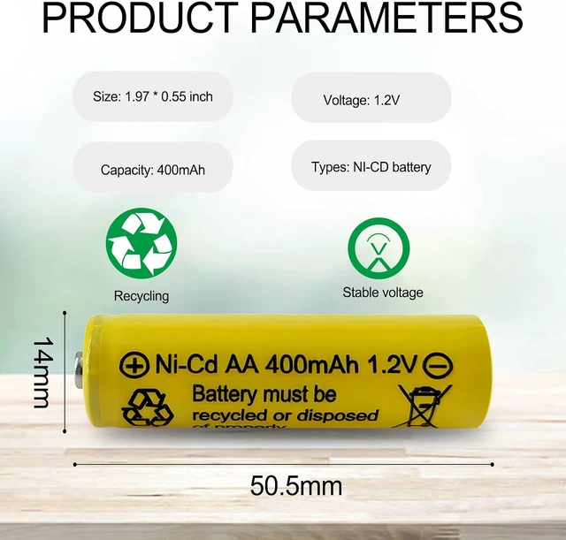 Alt view image 3 of 7 - Doule A 400mAh 1.2V NiCd Rechargeable AA Batteries for Solar Light 10 Packs