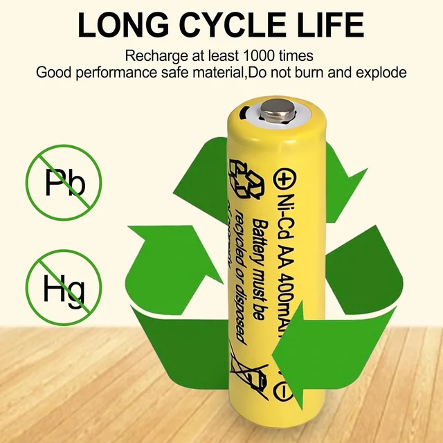 Alt view image 4 of 7 - Doule A 400mAh 1.2V NiCd Rechargeable AA Batteries for Solar Light 10 Packs