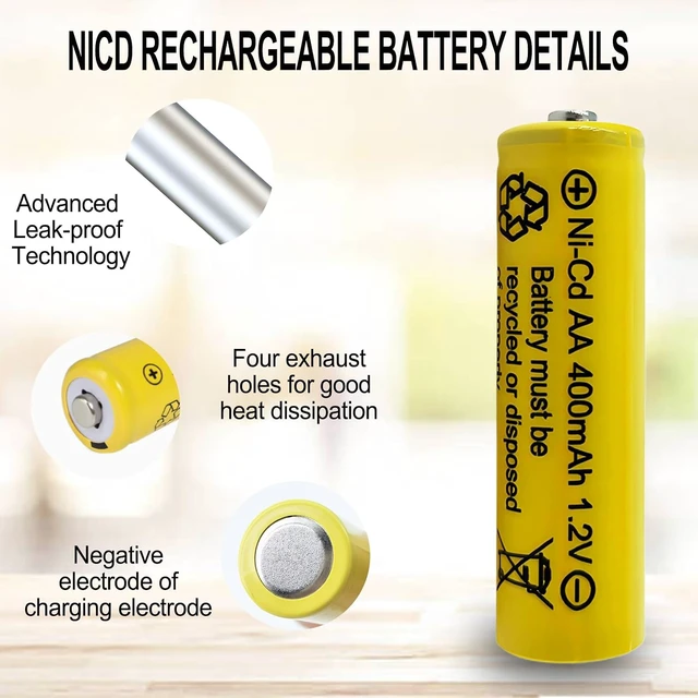 Alt view image 6 of 7 - Doule A 400mAh 1.2V NiCd Rechargeable AA Batteries for Solar Light 10 Packs