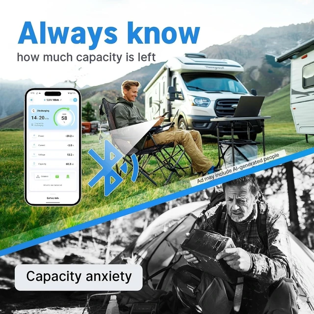 Alt view image 6 of 7 - Redodo 12V 100Ah LiFePO4 Bluetooth Group 24 Battery for Marine, RVs -2 Pack