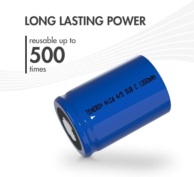 Alt view image 5 of 6 - Tenergy 4/5 SubC 1.2 Volts 1300mAh NiCD Rechargeable Batteries, 15 Pack