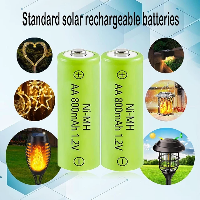 Alt view image 2 of 7 - NIMH Rechargeable 1.2v AA 800mAh Solar Lawn Batteries Pre-Charged