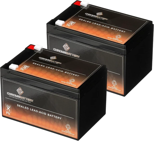 Main image of CB CHROMEBATTERY 12V 12AH Sealed Lead Acid (SLA) Rechargeable Battery - 2 Pack - F2 Terminal - Deep Cycle Design - Replacement for Alarm Systems, Scooters, Emergency Lights, Toys, and More