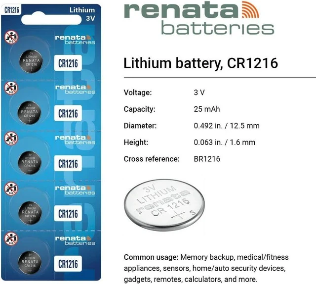 Alt view image 2 of 7 - Renata CR1216 Batteries - 3V Lithium Coin Cell 1216 Battery (10 Count)