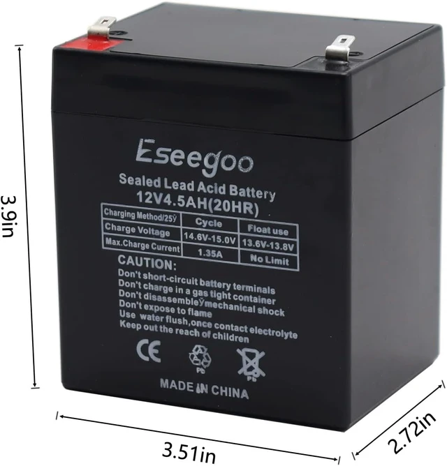 Alt view image 2 of 5 - 12V 4.5AH Rechargeable Sealed Lead Acid (SLA) Battery Replace 12 Volt 4AH 5AH for Alarm System, Home Security