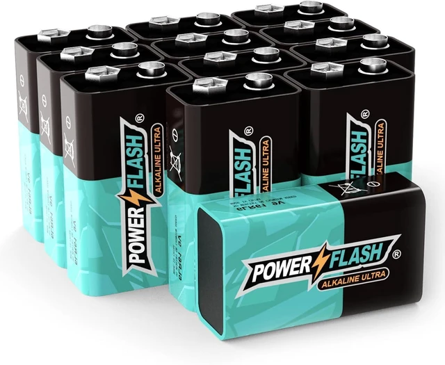Main image of 9V Batteries with Fresh Date - 12 Count Family Pack - Ultra Long Lasting All Purpose 9 Volt Battery