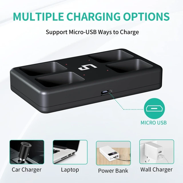 Alt view image 4 of 7 - LP 9V Rechargeable Batteries with Micro USB Charging Station 4 Pack 500mAh