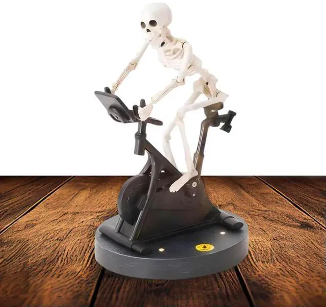 Alt view image 4 of 4 - Resin Skeletons Statue Halloween Skeleton Decorations Skeleton Riding An Exercise Bike Halloween Decorations