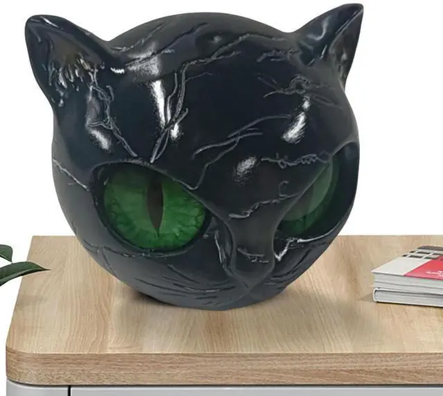 Main image of Resin Cat Head Figurine Carved Healing Luxury Black Cat Sculpture Lucky Cats Figurines Sculpture for Home Decor