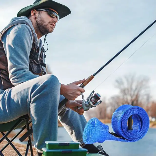 Alt view image 4 of 4 - 6Pcs Fishing Rod Cover with Elastic Rope Fishing Spinning Rod Socks Breathable Braided Mesh Rod Cover Fishing Tool Accessories