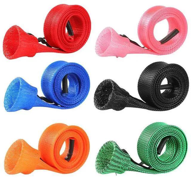 Main image of 6Pcs Fishing Rod Cover with Elastic Rope Fishing Spinning Rod Socks Breathable Braided Mesh Rod Cover Fishing Tool Accessories