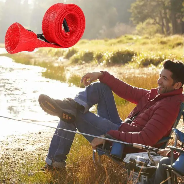 Alt view image 2 of 4 - 6Pcs Fishing Rod Cover with Elastic Rope Fishing Spinning Rod Socks Breathable Braided Mesh Rod Cover Fishing Tool Accessories