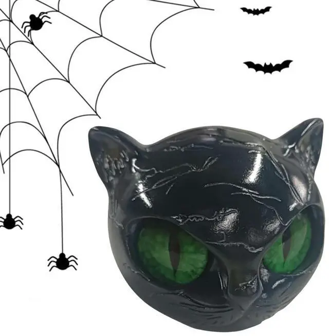 Alt view image 3 of 4 - Resin Cat Head Figurine Carved Healing Luxury Black Cat Sculpture Lucky Cats Figurines Sculpture for Home Decor