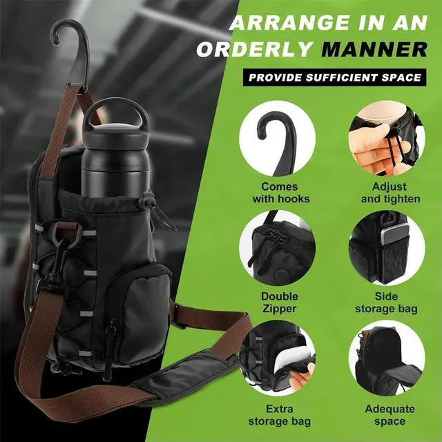 Alt view image 7 of 7 - Magnetic Gym Sling Bag W/ Bottle Holder Gym Crossbody Bag Gym Bottle Carrier Bag for Men Women Gym Accessories Organizer