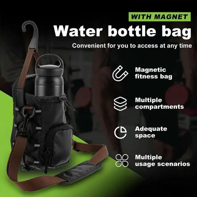 Alt view image 6 of 7 - Magnetic Gym Sling Bag W/ Bottle Holder Gym Crossbody Bag Gym Bottle Carrier Bag for Men Women Gym Accessories Organizer