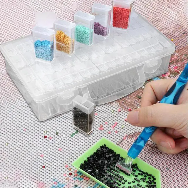 Alt view image 3 of 4 - 64 Grid Transparent Plastic Box for Diamond Painting Rhinestones Beads Organizer Box for Beads Jewelry Crafts & Nail Art
