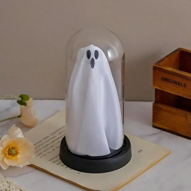 Alt view image 2 of 4 - Halloween Decorations Indoor Light Up Ghost in Plastic Cloche Cute Ghost with Light for Home Party Decor and Holiday Decorations