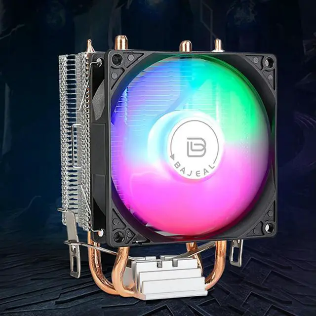 Alt view image 7 of 7 - CPU Air Cooler with 2 Heat Pipes Quiet Rainbow RGB Cooling Fan Silent RGB Fan for LGA775 1150/1151/1155/1156/1200 AM2