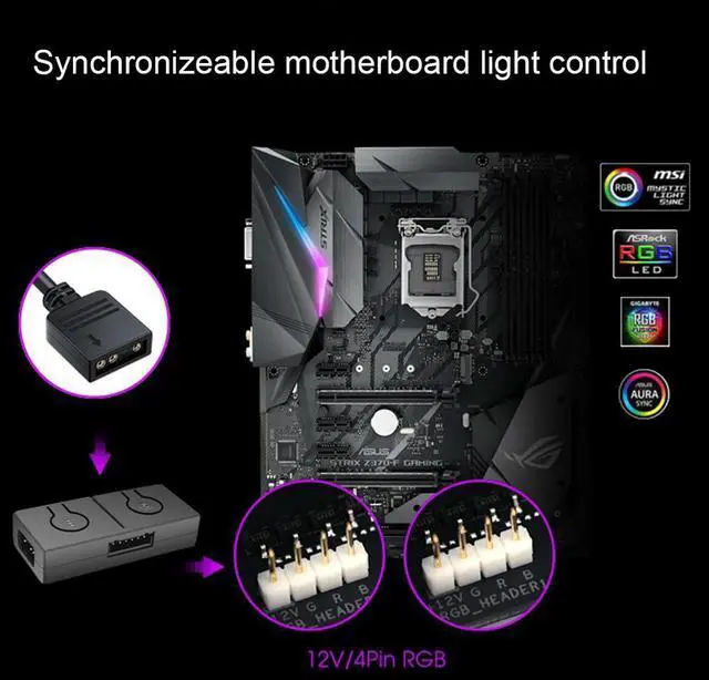 Alt view image 3 of 4 - 5V To 12V RGB Transfer Hub with 3-Way Splitter 3pin To 4pin ARGB Light Fan Adapter Sync with Motherboard Built-in 50 Color Modes