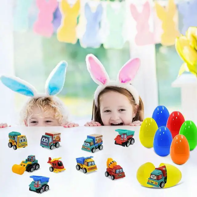 Alt view image 3 of 4 - 12Pcs Prefilled Easter Eggs Easter Basket Stuffers with Engineering Vehicles Inside Filled Easter Egg Gift for Kids Toddlers