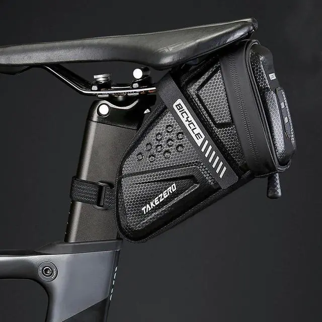 Alt view image 3 of 4 - 1L Bicycle Bag Large Capacity Bike Seat Bag Back Seat Pouch Reflective Bicycle Saddle Bag EVA for Mountain Road Bikes