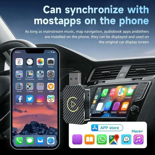 Alt view image 4 of 4 - Wireless Carplay Android Auto Adapter USB Car Dongle Plug&Play AI Box BT for Wired CarPlay/Andriod Auto Cars