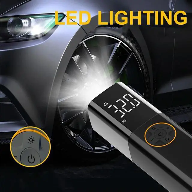 Alt view image 7 of 7 - 150PSI Bicycle Air Compressor with LED Light Car Tire Inflator Digital Display Electric Air Pump for Automobile Bicycle Ball