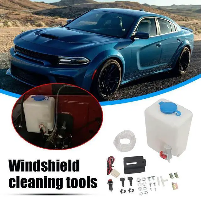 Main image of 12V Windshield Wiper Washer Fluid Bottle 1.5L Universal Windscreen Water Reservoir Tank Hose Jet Switch Full Set