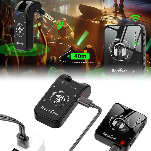 Main image of Wireless In-Ear Monitor System Rechargeable Transmitter Receiver 40M Transmission for Studio Band Rehearsal Live Performance