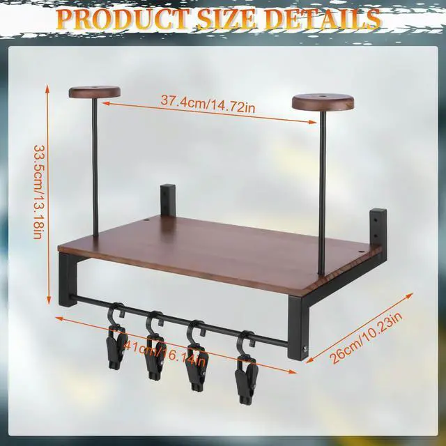 Main image of Wooden Helmet Organizer Rack with 5 Hooks Helmet Hanger Wear Resist l Helmet Stand for Motorcycle Accesories
