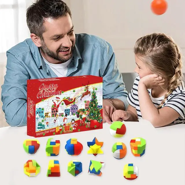 Alt view image 4 of 4 - Christmas Advent Calendar 24 Pcs l & Plastic Puzzle Family Brain Challenge Games Toys Xmas Gifts for Boys Girls Teens Adults