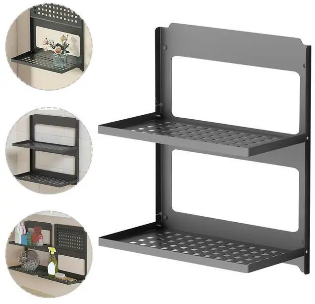 Main image of 2-Tier Table Rack Wall Mounted Rack Shelf for Basement Coffee Bar Kitchen Room Office