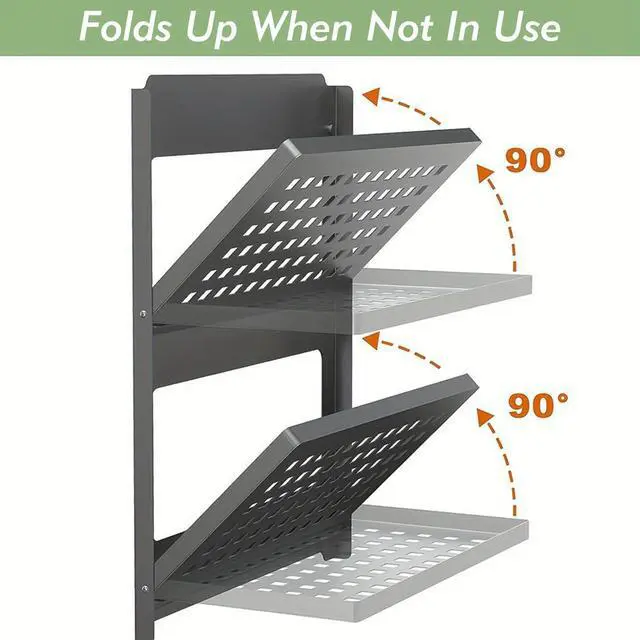 Alt view image 4 of 4 - 2-Tier Table Rack Wall Mounted Rack Shelf for Basement Coffee Bar Kitchen Room Office