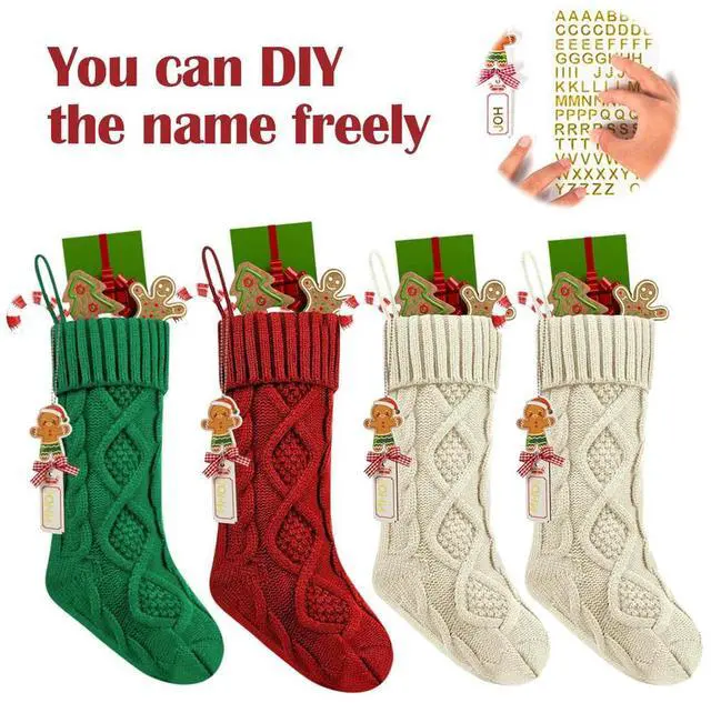 Main image of Personalized Christmas Stocking Large Capacity Stocking Gift Bag Wear Resist Xmas Stocking Candy Bag for Home Xmas Tree Ornament