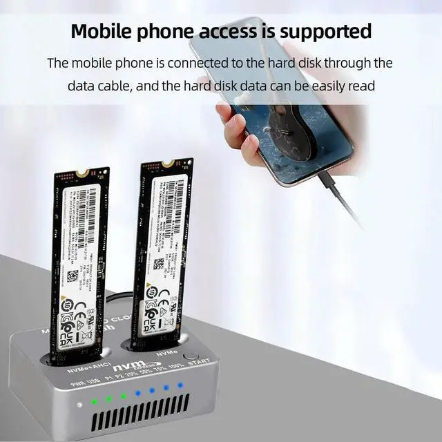 Alt view image 3 of 4 - Dual-Bay External Hard Disk Box Gen2X 20Gbps M.2 SSD Enclosure M/B M Key Solid Disk Case M.2 M.3 NVME PCI-E for M2 SSD M Key SSD