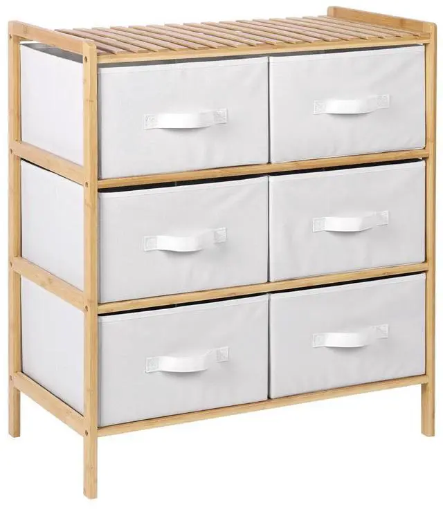 Main image of Bamboo Tidy Box Pull Out Quilt Shelf with 6 Baskets Sundries Organizer Shelf Multifunctional for Home