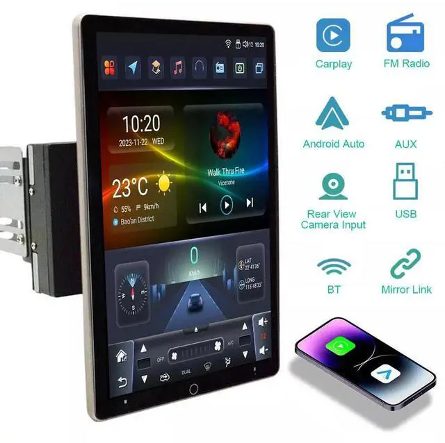 Alt view image 5 of 7 - 10.1 Inch Touchscreen Car Stereo Radio Wireless CarPlay Android Auto Car Radio with GPS BT FM Radio Multimedia Player