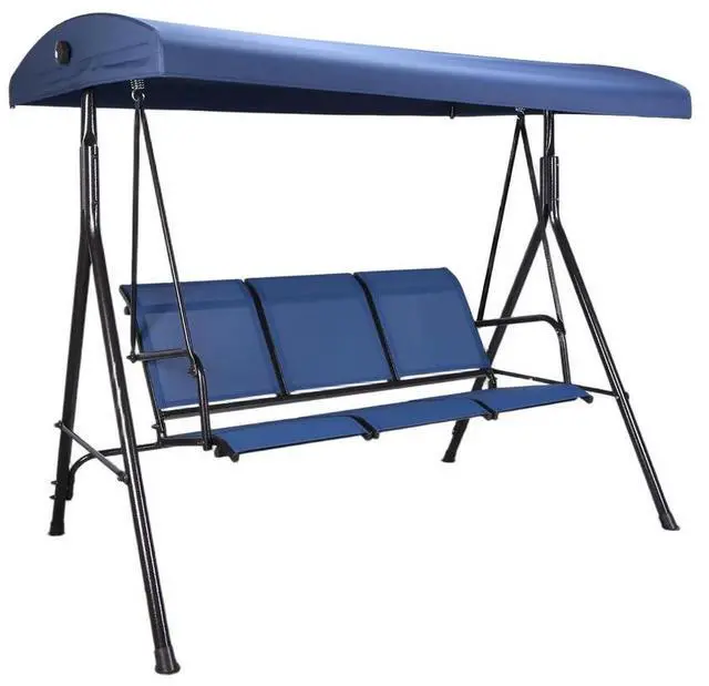 Alt view image 4 of 4 - 3-Seat Patio Porch Swing Swing Canopy Outside Swing Bench with Adjustable Canopy Playground Swing Chair Top Cover