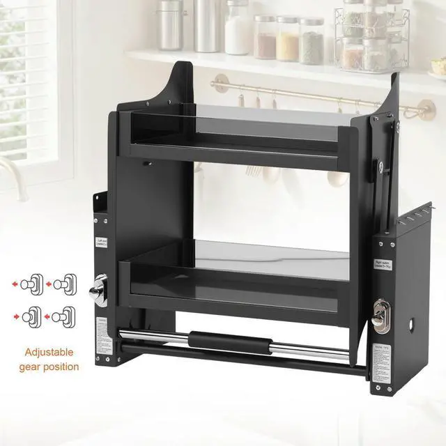 Alt view image 4 of 4 - Double Layer Pull Down Shelf Pull Down Cabinet Organizer Shelf Organizer for Kitchen Upper Cabinet