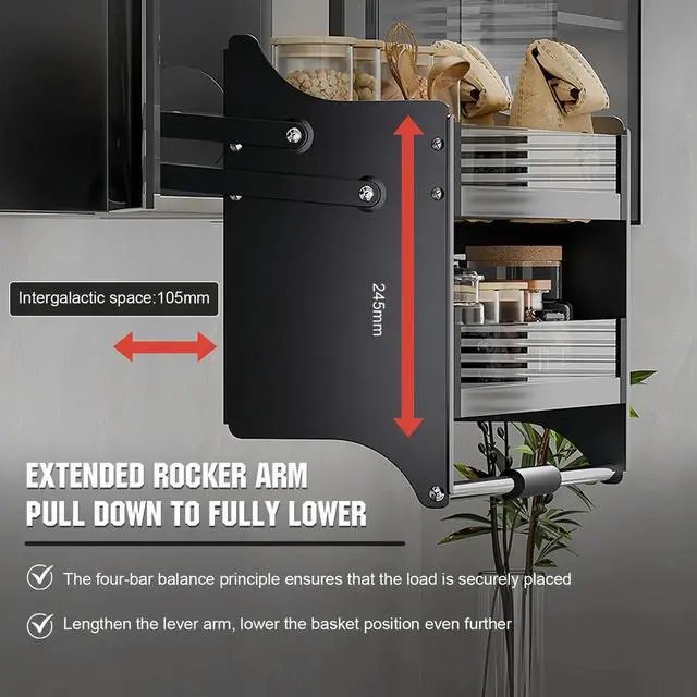 Alt view image 3 of 4 - Double Layer Pull Down Shelf Pull Down Cabinet Organizer Shelf Organizer for Kitchen Upper Cabinet