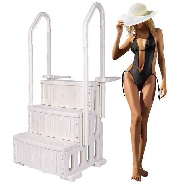 Alt view image 2 of 4 - Plastic Pool Escalator Lightweight Swimming Pool Ladder Detachable Above Ground Pool Step for Various Sizes Swimming Pools