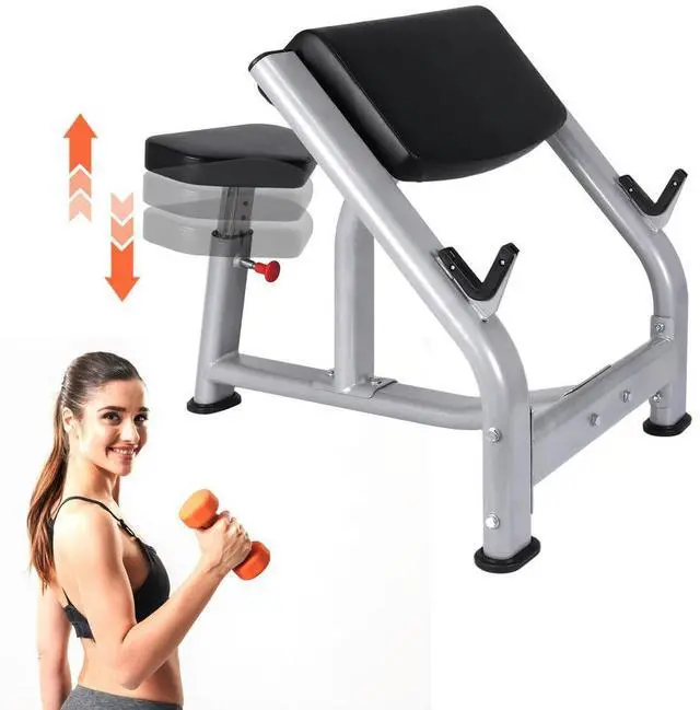 Alt view image 3 of 4 - Preacher Curl Weight Bench Seated Isolated Barbell Dumbbell Biceps Station Preacher Curl Bench for Home Gym Strength Training