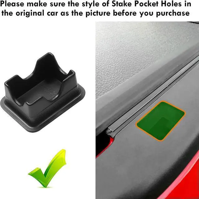 Alt view image 6 of 7 - 2Pcs Rear Truck Pickup Bed Rail Pile Plugs Caps Truck Pickup Bucket Caps Black Stake Pocket Covers Compatible with Ram 2019-2024