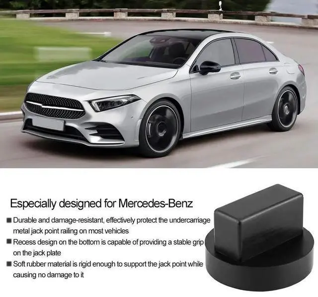 Alt view image 7 of 7 - Rubber Slotted Frame Adapter Vehicle Jacks Adapter Frame Protector Rail Floor Jack Support for Mercedes Benz Car Accessories