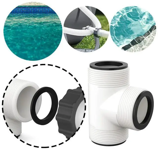 Alt view image 5 of 7 - Pool Hose T Splitter with 3 L Rings Pool Hose Extender Controlling Flow Threaded Inlet Pump Adapter for 1.5 Inch Pool Pump Hose