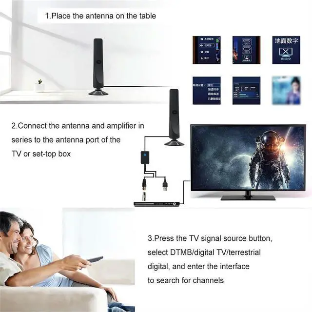 Alt view image 5 of 7 - TV Digital Antenna with Signal Booster HD Antenna 50 Miles Range Suction Cup TV Antenna 25DBI Plug Play for Digital TV